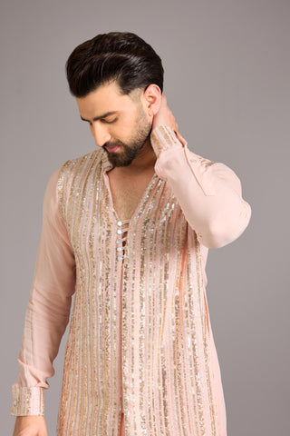 Peach sequin kurta set