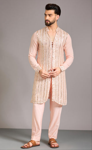 Peach sequin kurta set