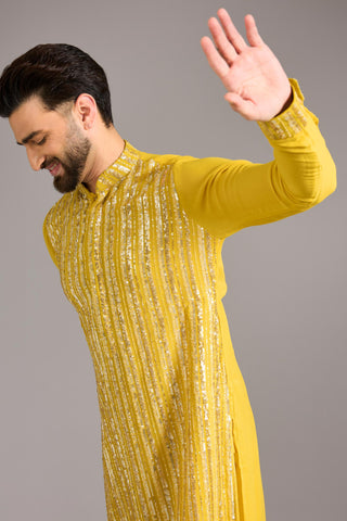 Yellow sequin kurta set