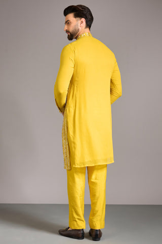 Yellow sequin kurta set