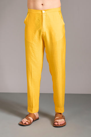 Yellow sequin grid kurta set