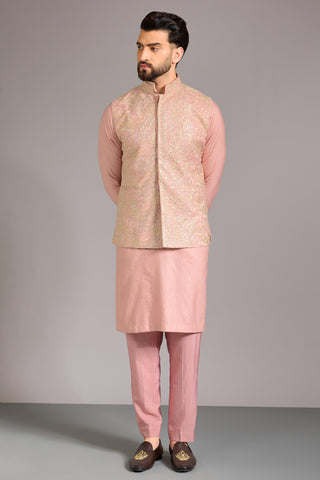Pink jaal bundi kurta set