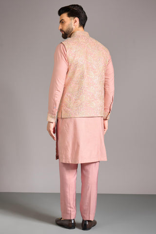 Pink jaal bundi kurta set