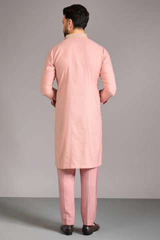 Pink jaal bundi kurta set