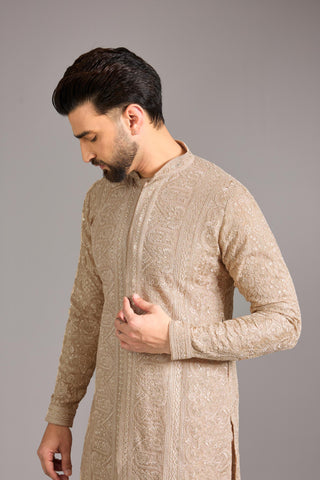 Beige jaal kurta set
