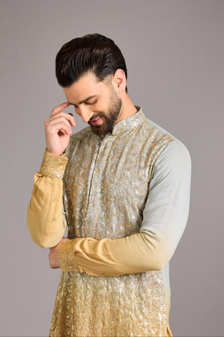 Gray to gold shaded kurta set