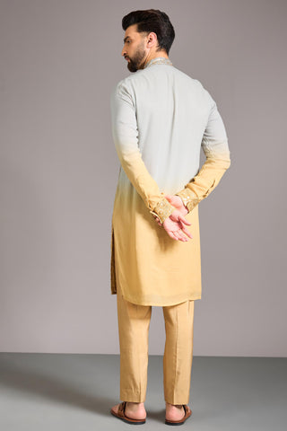 Gray to gold shaded kurta set
