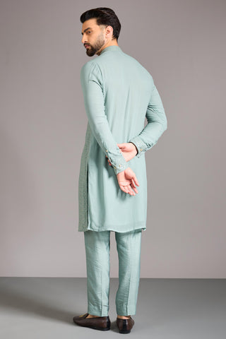 Green sequin lined kurta set