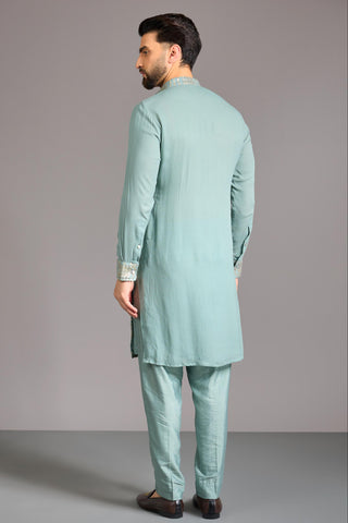 Green sequin square box kurta set