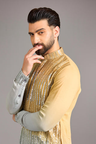 Gold to gray shaded kurta set