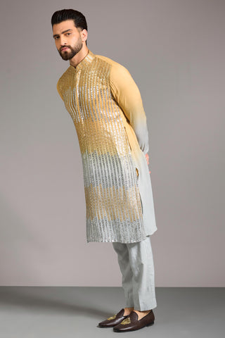 Gold to gray shaded kurta set