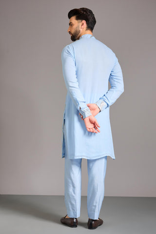 Pale blue sequin kurta set