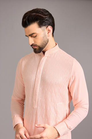 Peach sequin lined kurta set