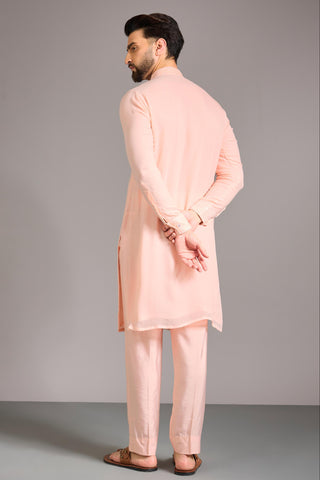 Peach sequin lined kurta set