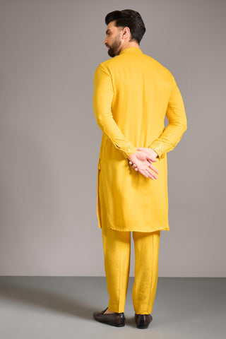 Yellow sequin lined kurta set