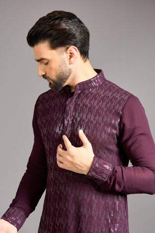 Maroon sequin kurtaset