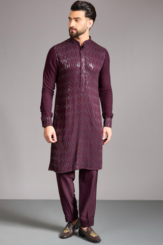Maroon sequin kurtaset