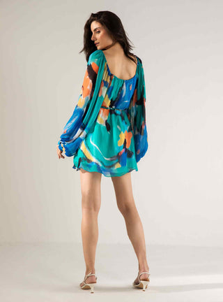 Mira blue short dress