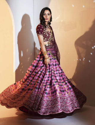 Gia maroon multicolor lehenga set