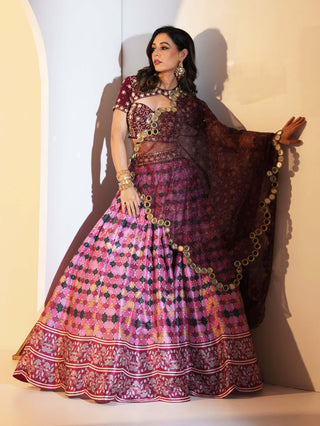 Gia maroon multicolor lehenga set