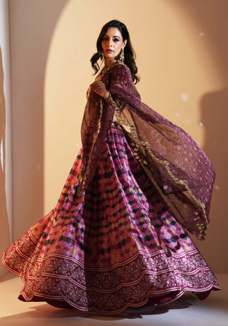 Gia maroon multicolor lehenga set