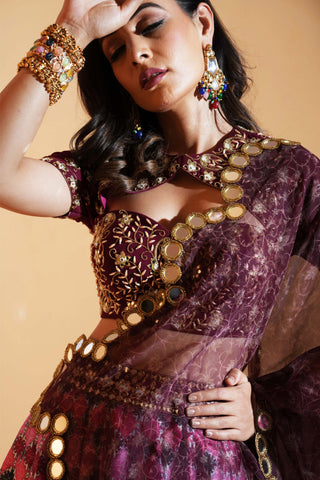 Gia maroon multicolor lehenga set