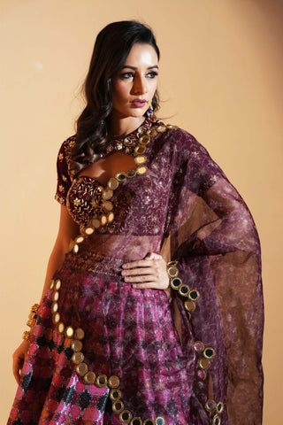 Gia maroon multicolor lehenga set
