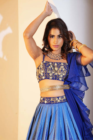 Trisha blue printed lehenga set