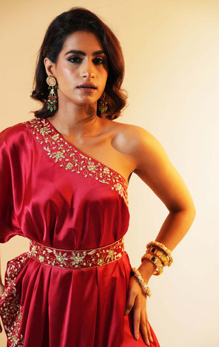 Seher maroon cape and sharara set