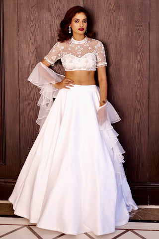 White maheem lehenga set