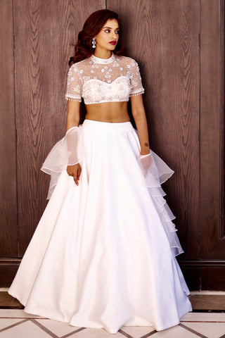 White maheem lehenga set