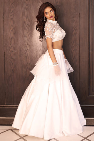 White maheem lehenga set
