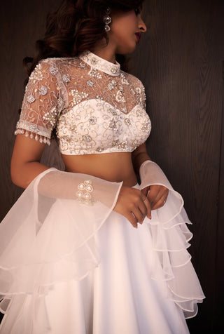 White maheem lehenga set