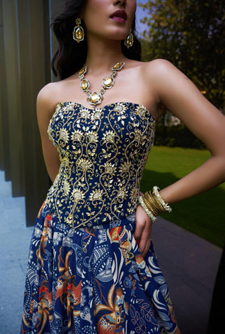 Blue shanaya corset lehenga set