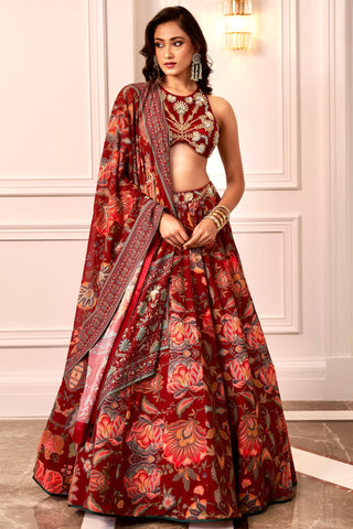 Maroon nayira lehenga set