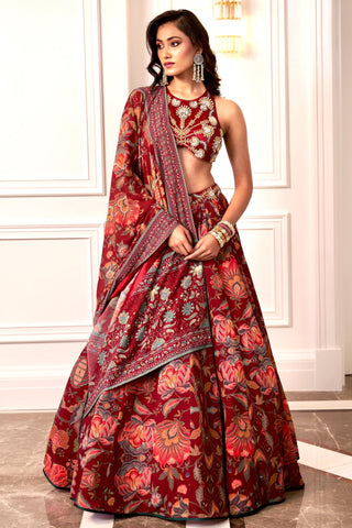 Maroon nayira lehenga set