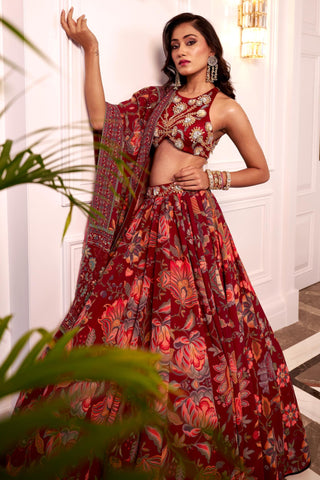 Maroon nayira lehenga set