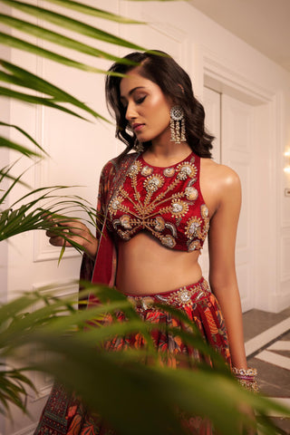 Maroon nayira lehenga set