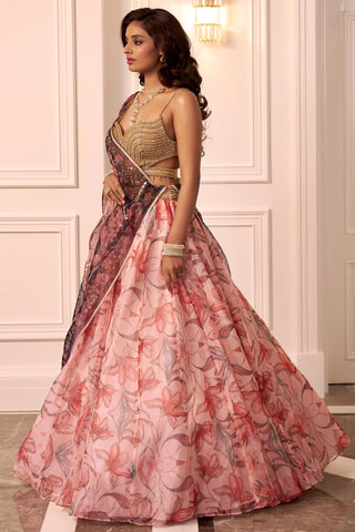 Peach kusha lehenga set
