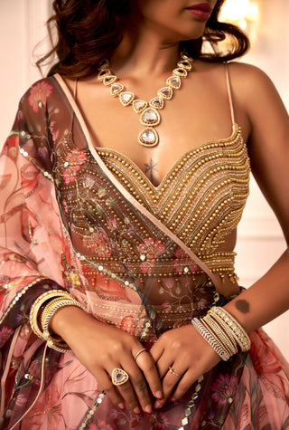 Peach kusha lehenga set