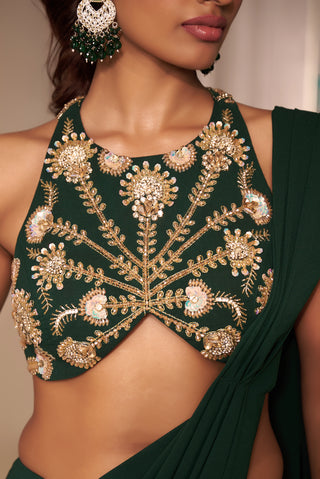 Green siya drape saree set