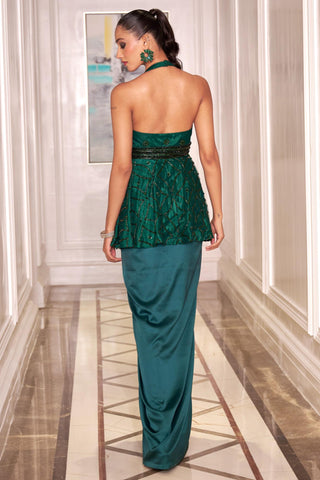 Green tira kurta and cape skirt set