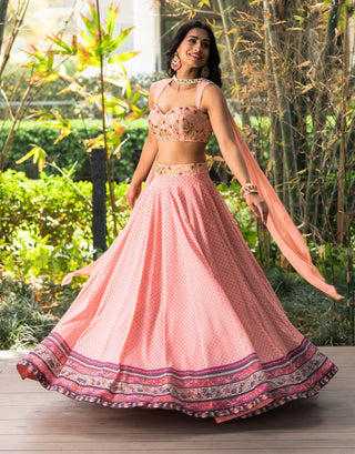 Tori salmon pink lehenga set
