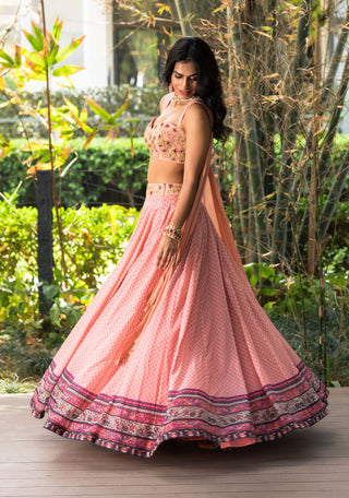 Tori salmon pink lehenga set
