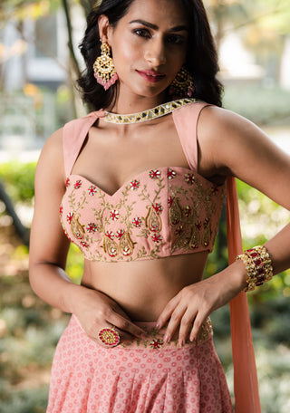 Tori salmon pink lehenga set