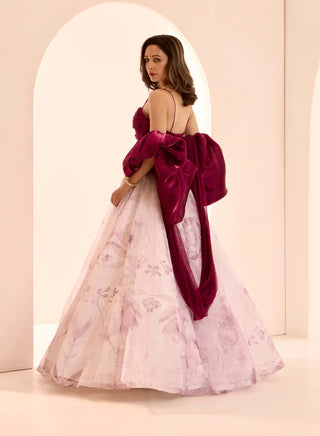 Ruby purple white lehenga set