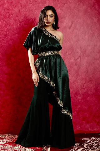 Seher green cape and pant set