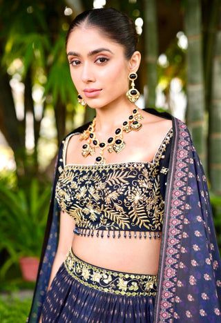Jahaan dark blue lehenga set