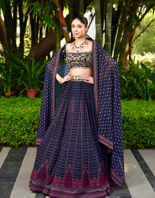 Jahaan dark blue lehenga set