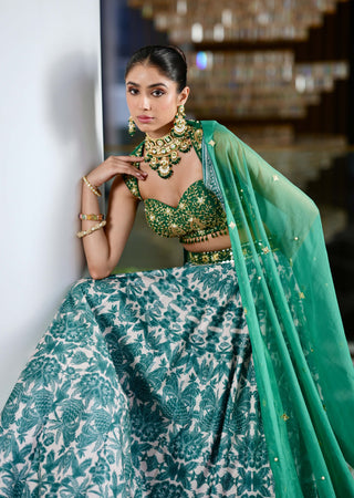 Alvira green lehenga set
